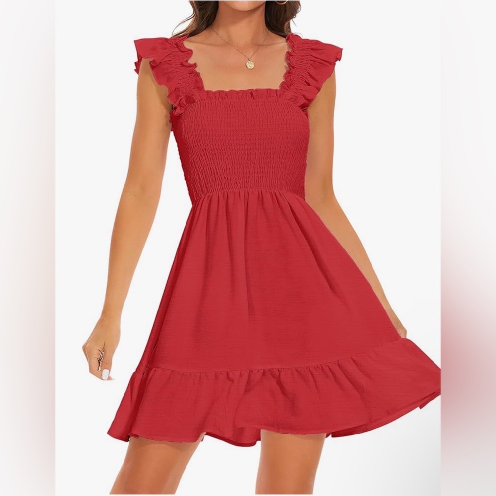 Amazon Red Ruffle Mini Dress